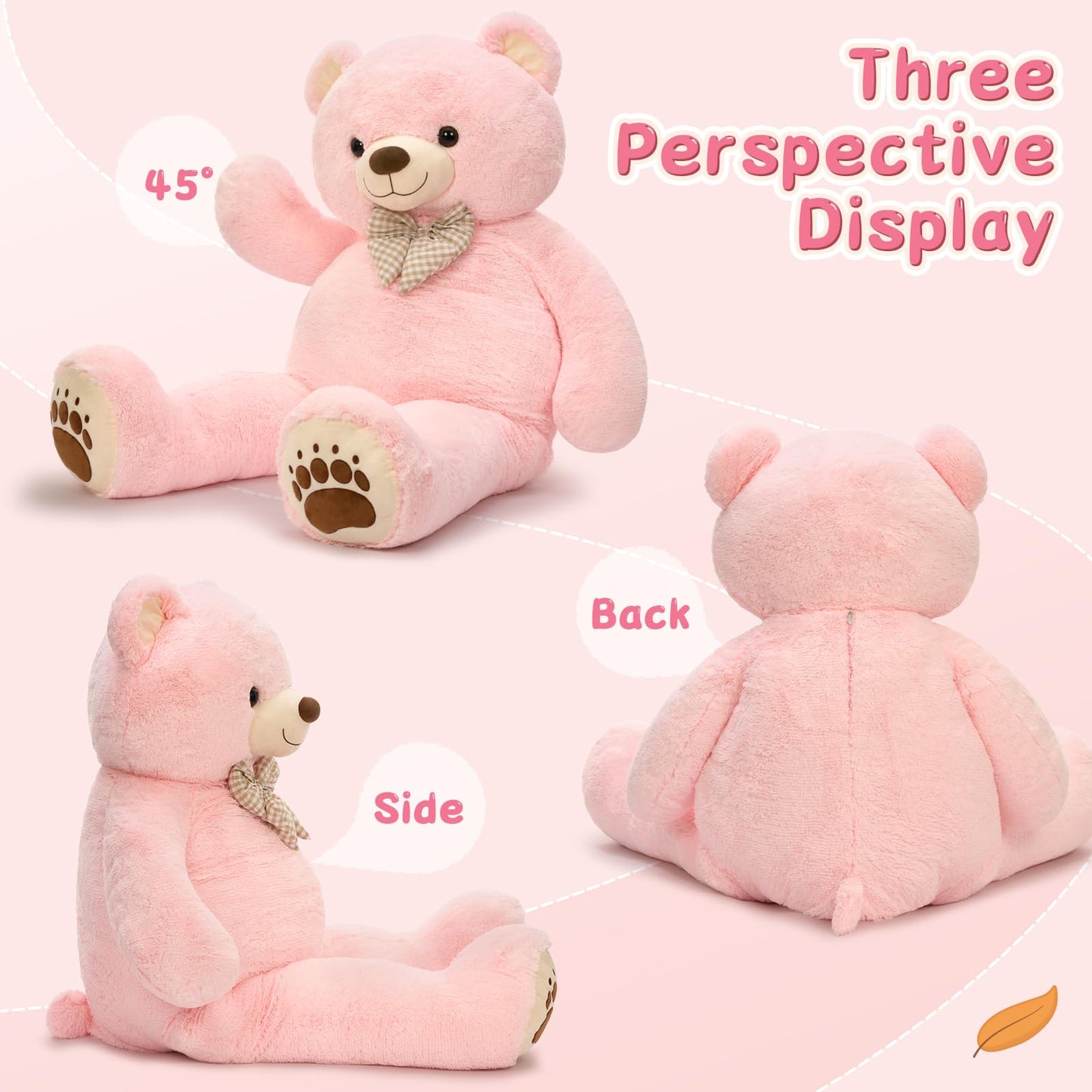 6ft Giant Teddy Bear Stuffed Animal, 72" Life Size Pink Teddy Bear Plush Toy, Cuddly Stuffed Bear Gift for Girlfriend, Wife, Kids at Birthday Valentine's Day, Christmas, Baby Shower Decor