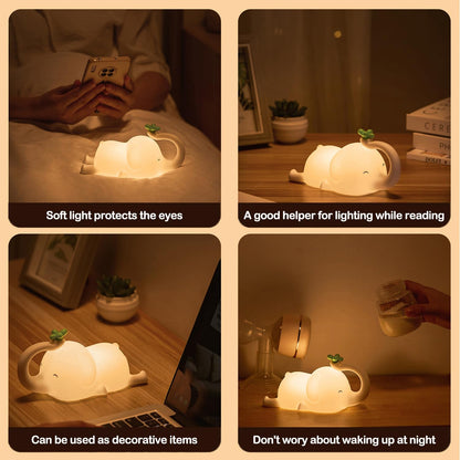 Cute Frog Night Light for Kids, Color Changeable Soft Silicone Sleeping Night Lamp for Nursery, Dimmable Timer Rechargeable Colorful Baby's Light Room Decor Children Gifts
