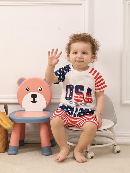 SUREPOCH Baby Boy Clothes Set Summer Toddler Short-Sleeve Shirt & Elastic Waist Shorts Set For Baby Boy Outfits