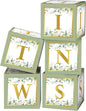 Marspark 5 Pcs Twins Baby Shower Boxes Decorations Supplies Sage Green Baby Boxes for Twins Balloon Boxes Gender Reveal Baby Shower Birthday Party Favors