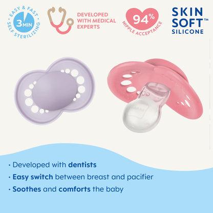 MAM Original Matte Baby Pacifiers, Binky for 6-16 Months, BPA-Free Silicone Nipple, Easy to Clean, Best for Breastfed Babies, Developed with Medical Experts, 2 Count Binkies with Sterilizer Case