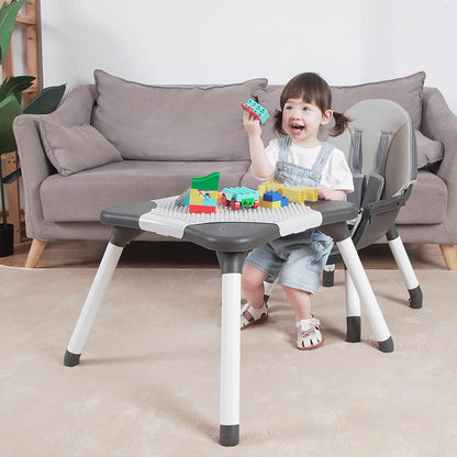 Gofirst 6 in 1 Baby High Chair,Convertible High Chairs for Babies and Toddlers/Booster Seat/Table and Chair Set,Baby Feeding Chair/5-Point Harness,4-Position Removable Tray&PU Cushion Baby Highchair
