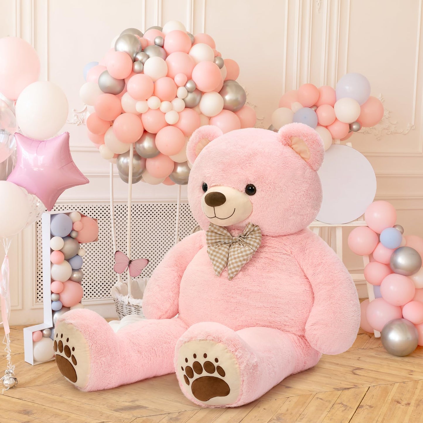 6ft Giant Teddy Bear Stuffed Animal, 72" Life Size Pink Teddy Bear Plush Toy, Cuddly Stuffed Bear Gift for Girlfriend, Wife, Kids at Birthday Valentine's Day, Christmas, Baby Shower Decor
