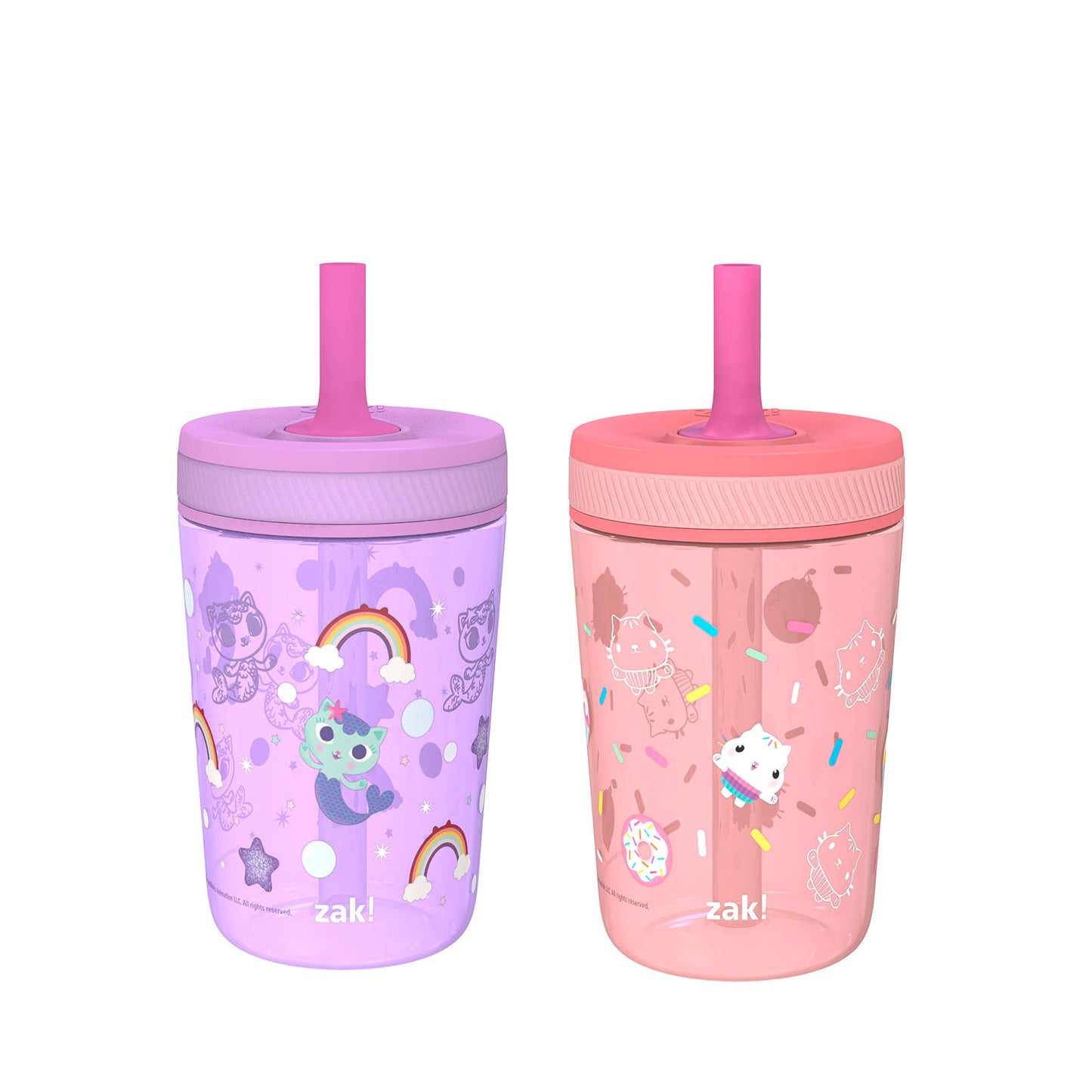 Zak Designs Disney Princess Kelso Toddler Cups For Travel or Home, 15oz 2-Pack Plastic Sippy Cups, Leak-Proof For Kids (Ariel, Aurora, Belle, Cinderella, Jasmine, Mulan, Rapunzel, Tiana)