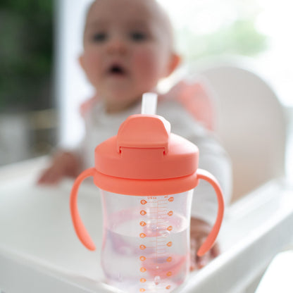 Dr. Brown's Milestones, Baby's First Straw Cup Sippy Cup with Straw, 6m+, 9oz/270ml, Coral, BPA Free