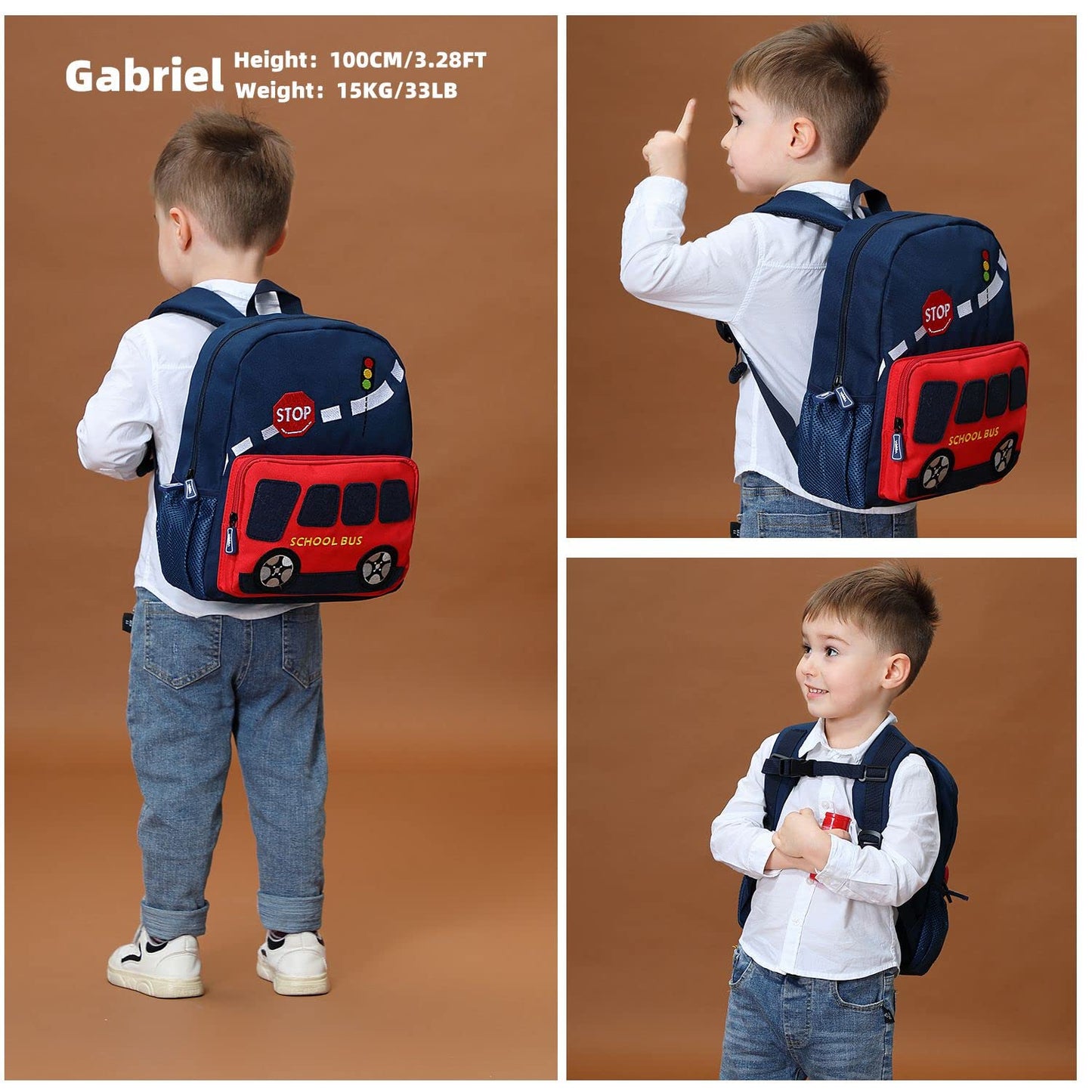 Car Dinosaur Kids Toddler Backpack for Boys and Girls Children Waterproof Preschool Bag(Red Music Party)
