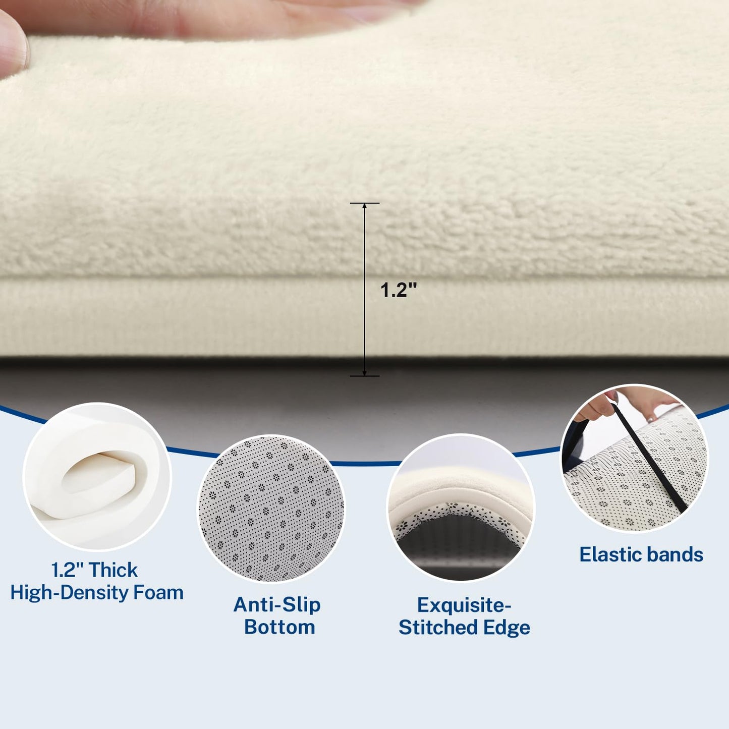 Thick Baby Play Mat for Floor,50 x 50 Playpen Mat,Tummy Time Foam Mat,Ultra Soft Support & Plush Feel,Easy Care with Non-Slip Cushioned for Infant,Kids and Toddler Crawling,Beige