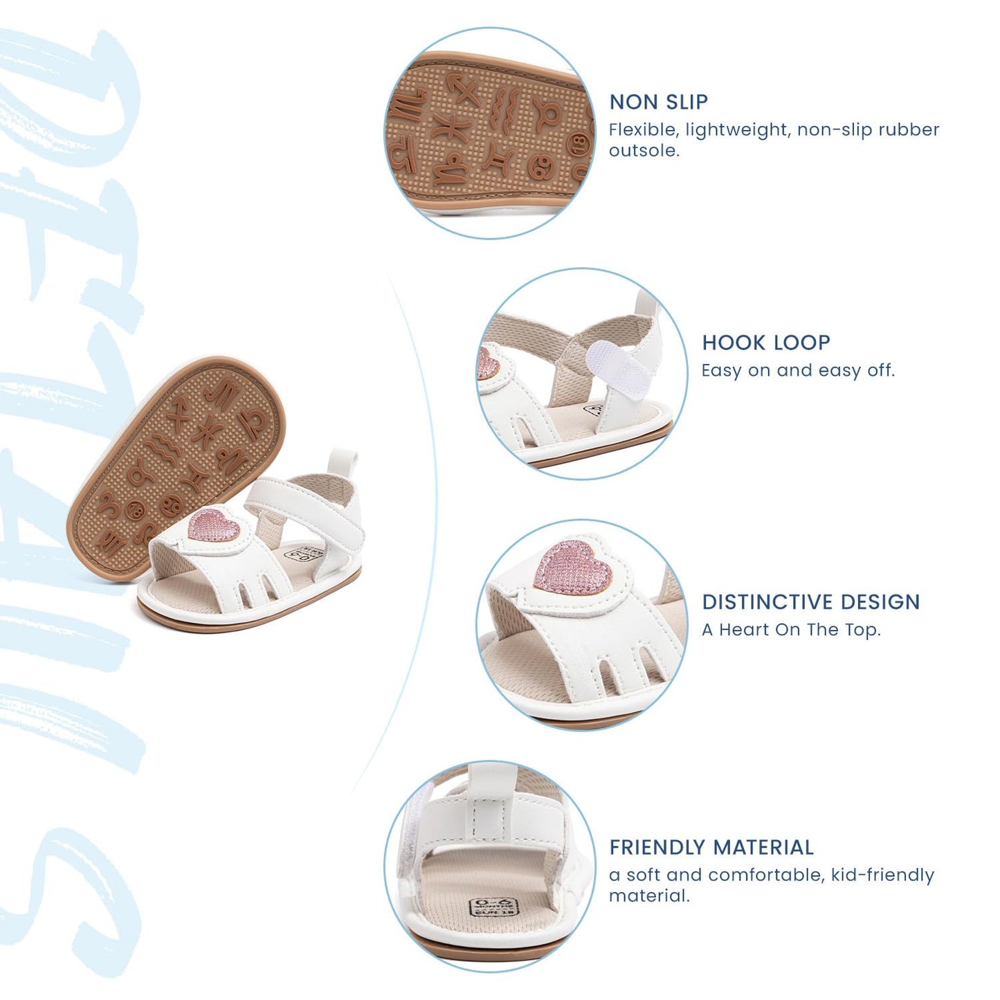 Sawimlgy Baby Girls Boys Sandals Summer Flowers Shoe Rubber Sole PU Leather Mesh Infant Toddler First Walkers Princess Dress Outdoor Shoes