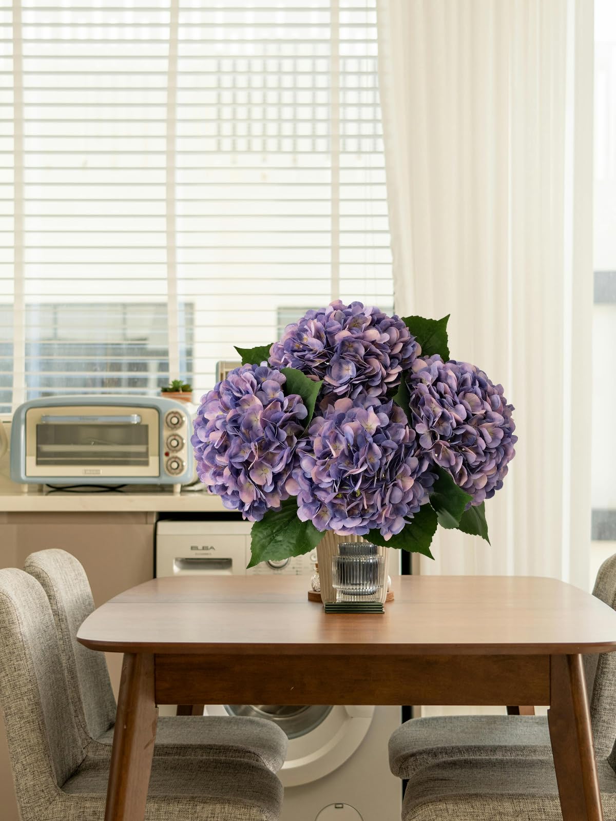 4 Pcs Pink Hydrangeas Artificial Flowers, 20 inches Large Lifelike Fake Silk Flowers, Faux Hydrangeas Flowers for Wedding Home Party Decor Baby Shower Table Centerpiece