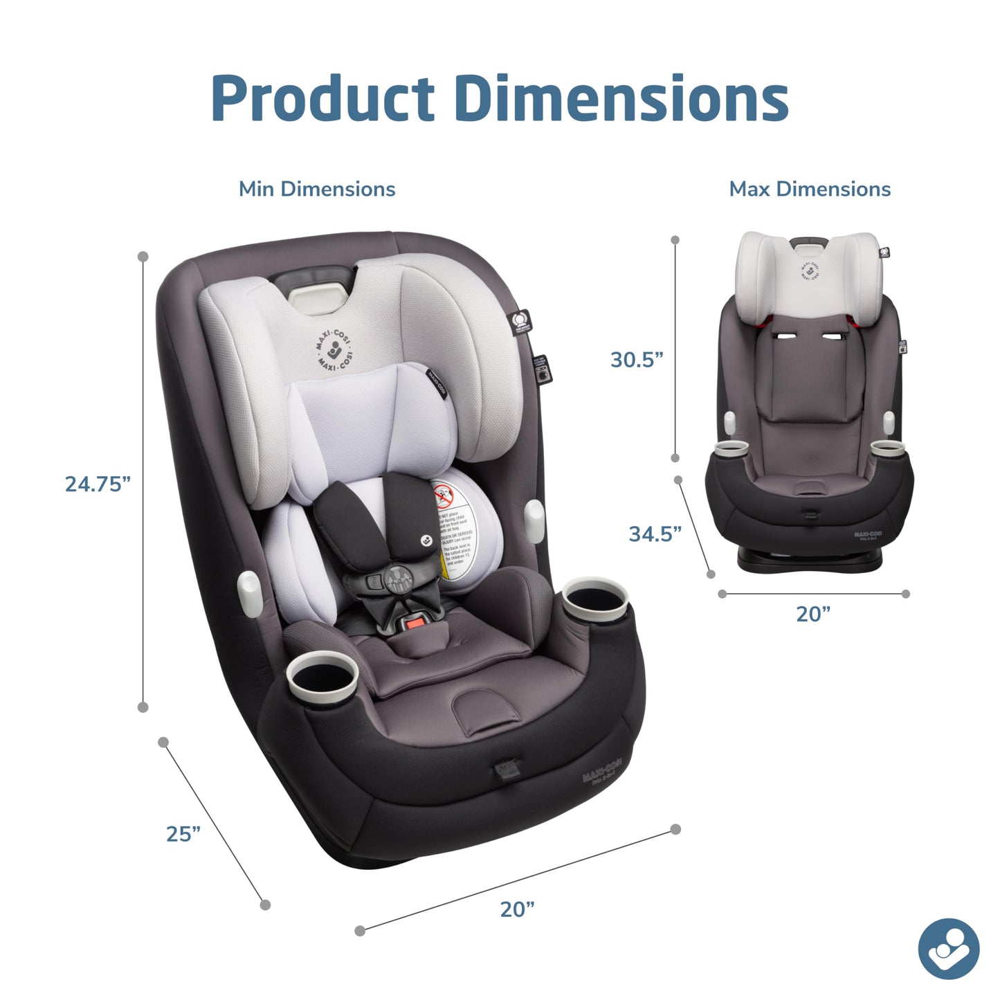Maxi-Cosi Pria All-in-One Convertible Car Seat, Rear Facing Car Seat for Infants from 4-40 lbs, Forward Facing Car Seat up to 100 lbs in Booster Seat Mode, Rose Pink Sweater