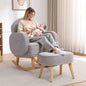 Rocking Chair with Ottoman, Upholstered Glider Rocker with High Backrest and Side Pocket, Rocking Accent Armchair with Solid Wood Legs for Nursery, Living Room, Bedroom Green
