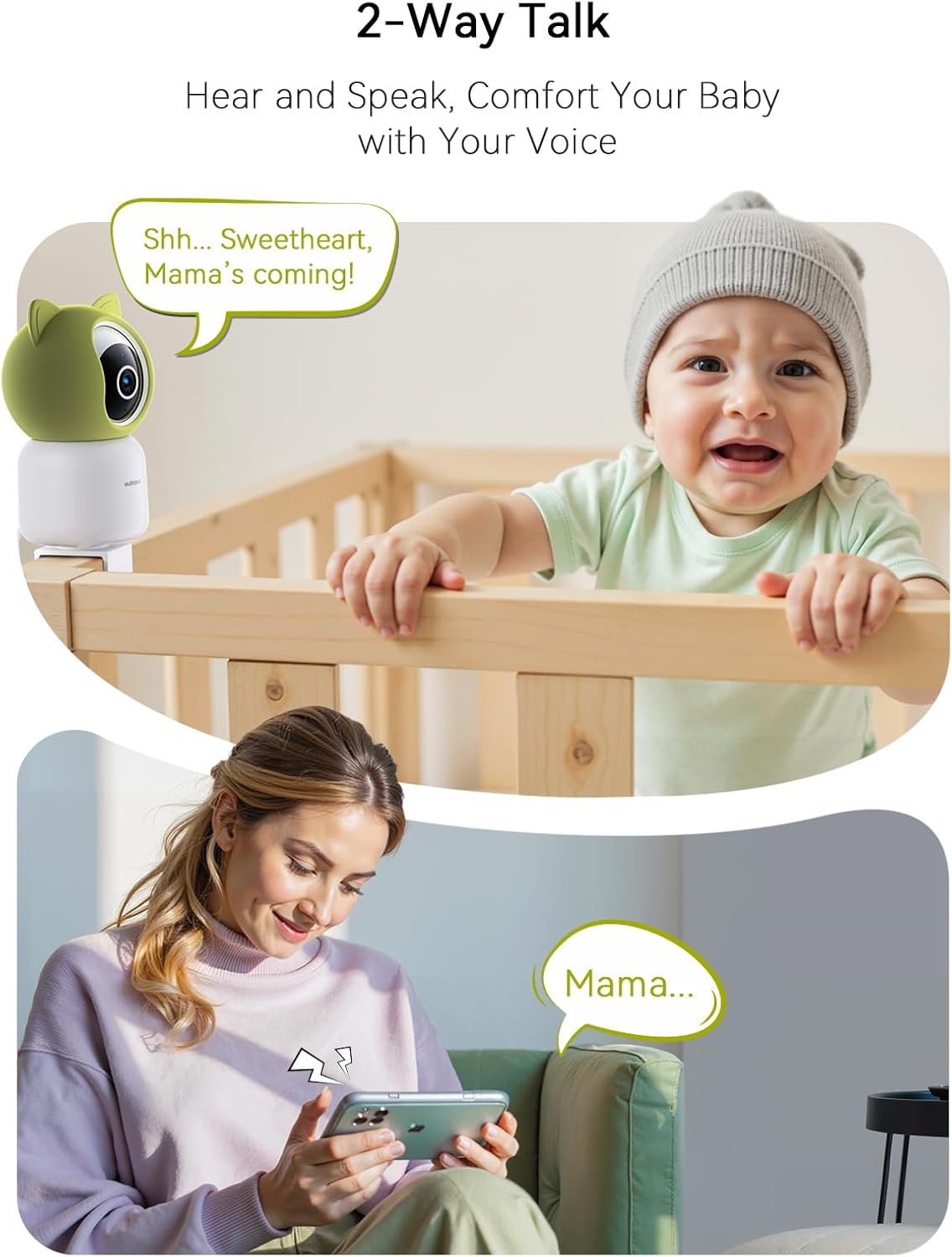 2K 4MP UHD Smart WiFi Baby Monitor PTZ Indoor Camera for Home Security, Pet Camera w/Motion Detect Auto Tracking, Real-Time Alerts, 2-Way Audio, Night Vision w/Light, Cloud & Micro SD Card Storage
