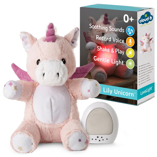 Cloud b Sound Machine with White Noise Soothing Sounds | Cuddly Stuffed Animal & Nomadic Nightlight | Record Parent Voice | Adjustable Settings & Auto-Shutoff | LoveLight™ Buddies - Drake The Dragon™