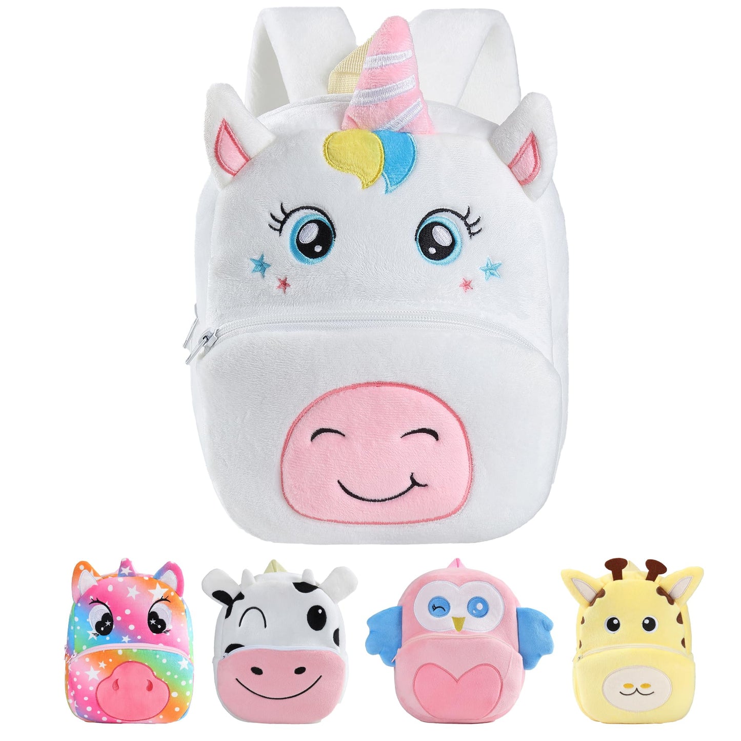 MICHLEY Toddler Backpack Plush Animal SchoolBag Cartoon Girls Travel Bag Mini Baby Daypack for Kids Kindergarten Pre School Bags, Cow