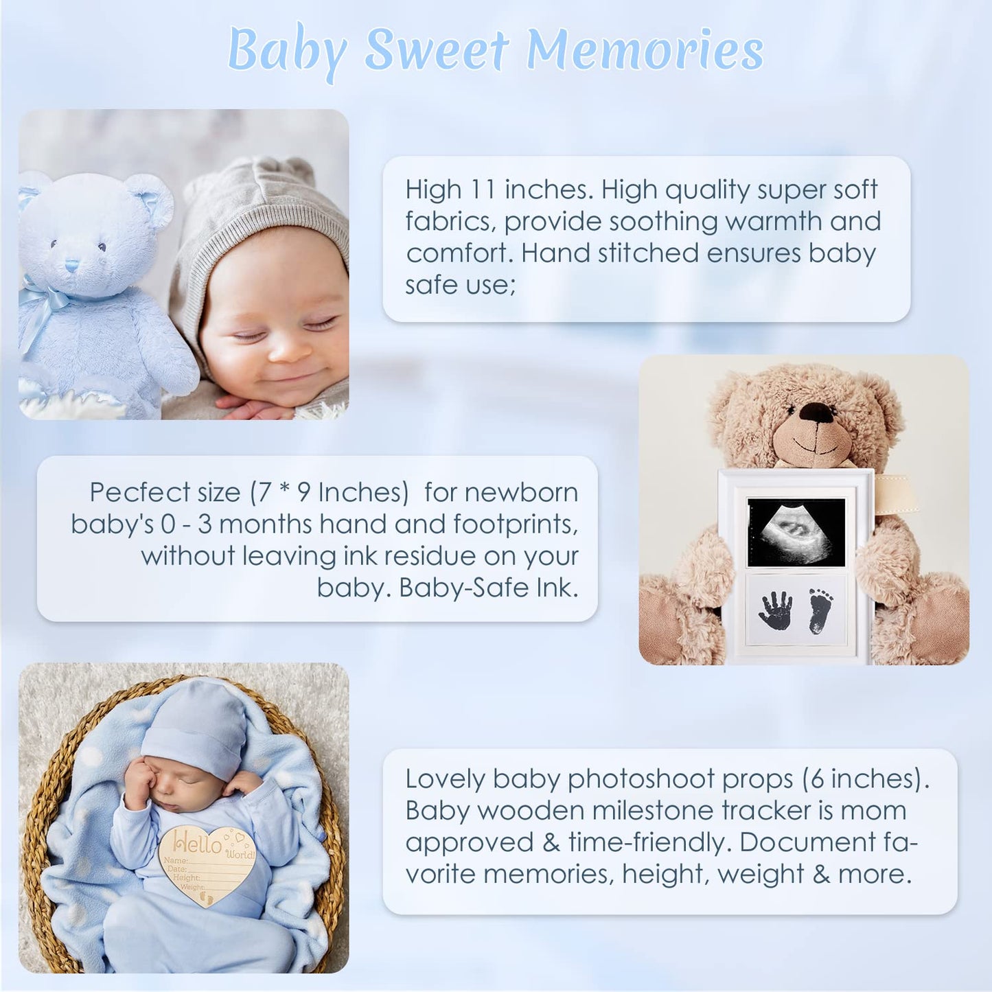 Baby Gift Set for Newborn, New Baby Boy Gift Basket, Newborn Essentials Hat Onesie Bear Toys Keepsake Blanket Infant Diaper Changing Pad Bibs, Baby Shower Gifts for Boys