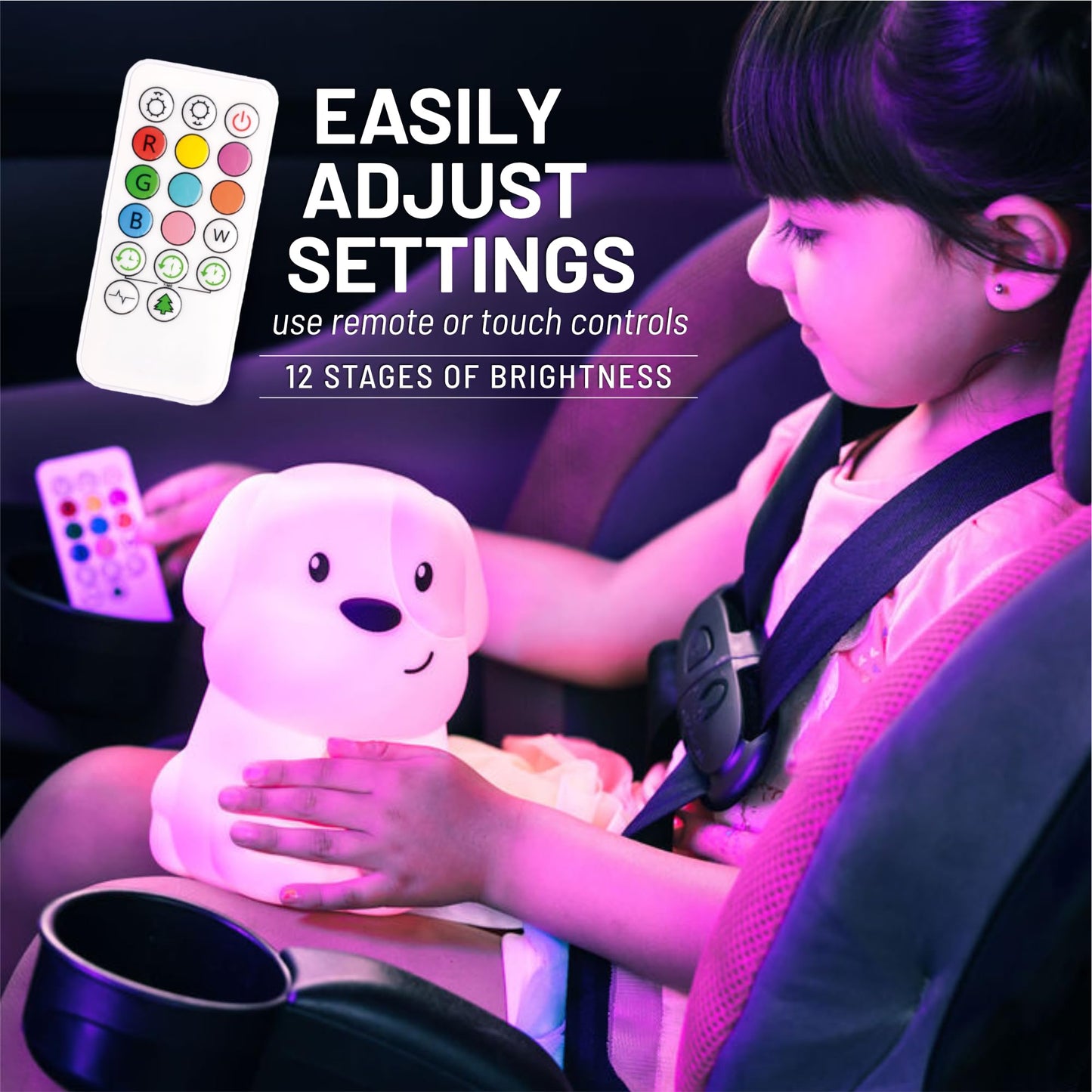 Lumipets Remote Control Silicone Night Light for Kids - Pig Design with 9 Soft Colors & Sleep Timer - Rechargeable, Battery-Operated Lamp for Bedroom | Baby Nursery, Toddler, Girls, Boys