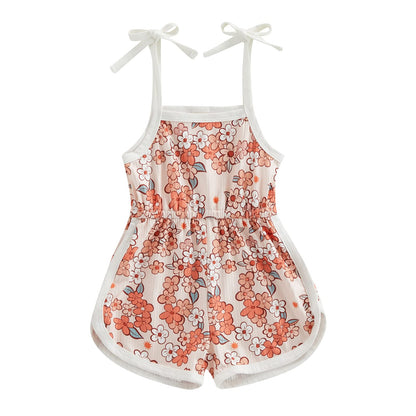 FOMOYUU Infant Newborn Baby Girl Ruffle Sleeveless Romper Summer Clothes Outfit with Cute Floral Print Jumpsuit
