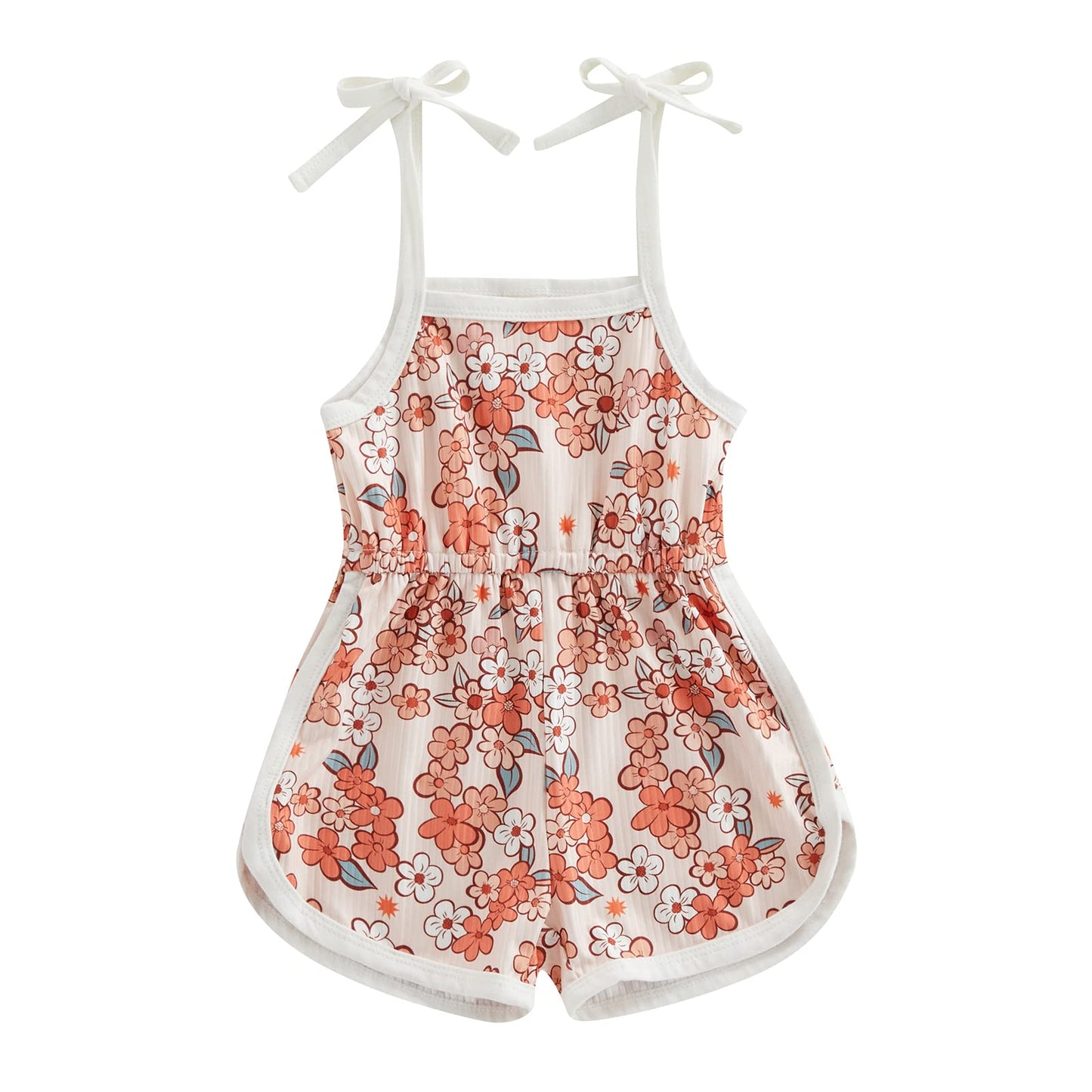 FOMOYUU Infant Newborn Baby Girl Ruffle Sleeveless Romper Summer Clothes Outfit with Cute Floral Print Jumpsuit