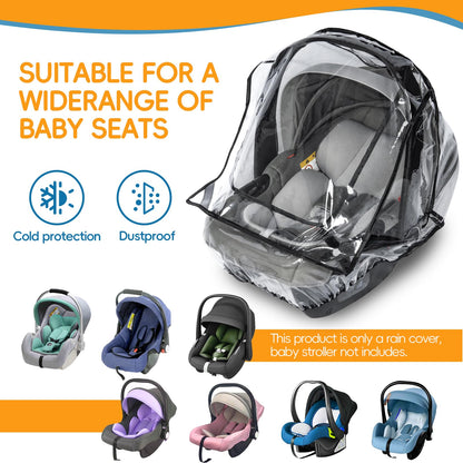 bemece Car Seat Rain Cover, Baby Car Seat Rain Cover Universal with Side Ventilation and Quick-Access Large Window, Protected from Rain, Snow, Wind and Dust, Baby Travel Accessories