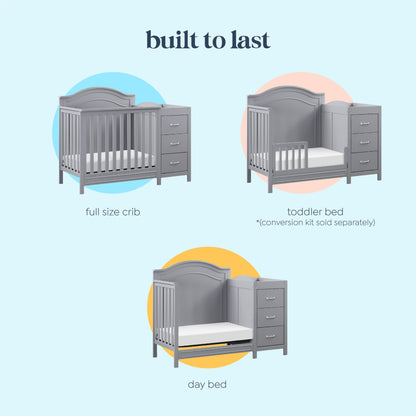 DaVinci Charlie 4-in-1 Convertible Mini Crib and Changer Combo in White, Greenguard Gold Certified