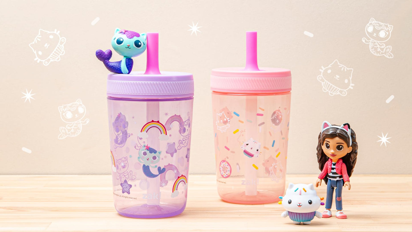 Zak Designs Disney Princess Kelso Toddler Cups For Travel or Home, 15oz 2-Pack Plastic Sippy Cups, Leak-Proof For Kids (Ariel, Aurora, Belle, Cinderella, Jasmine, Mulan, Rapunzel, Tiana)