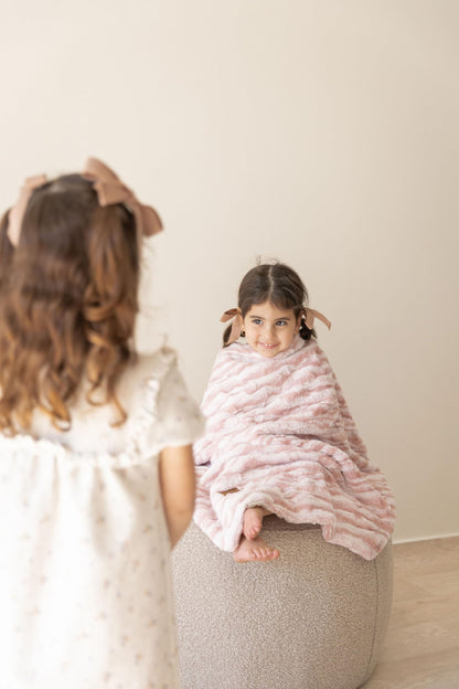 Cuddle Cookie Baby Wavey Faux Fur Blanket, 27 x 33 inches, in Gift Box (Pink)