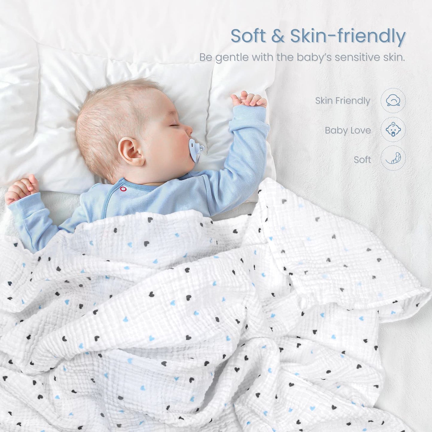 Swaddle Baby Blanket: Waffle Blanket with Satin Strim - Soft Breathable Toddler Blanket for Nursing Cover - Cotton Crib Blanket for Naptime（Cream）