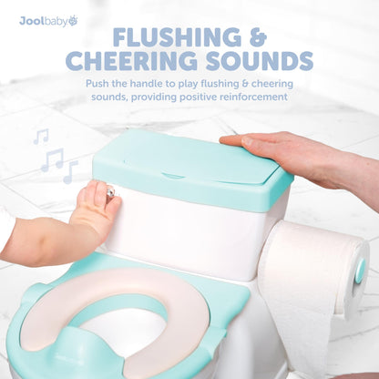 Real Feel 2-in-1 Potty with Wipes Storage, Flushing Sounds & Disposable Liners - Realistic Toilet - Easy to Clean & Assemble - Jool Baby (Pink)