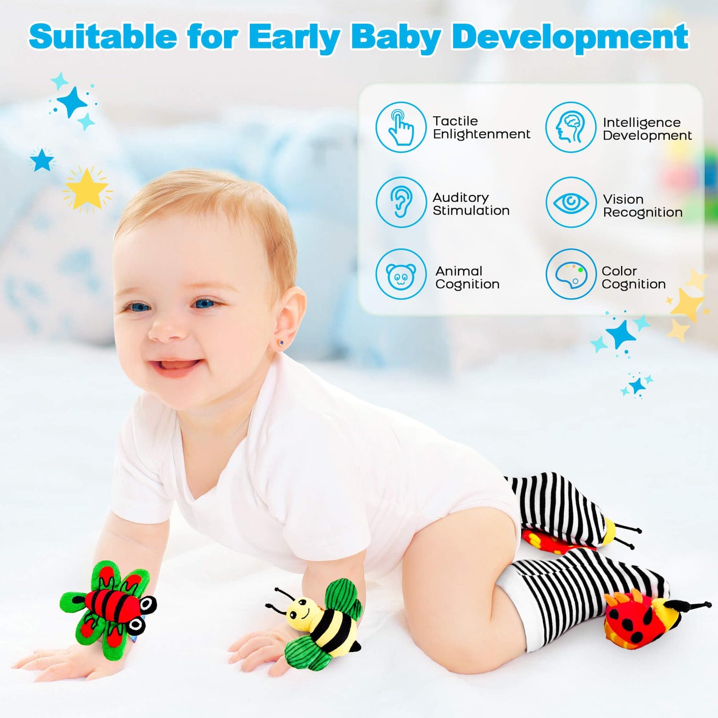 Baby Rattles 0-6 Months: Baby Toys Baby Essentials Rattles for Babies 6-12 Months Infant Toys 0-3 Months Newborn Toys Wrist Rattle Socks - Newborn Essentials Must Haves Gifts for Girl Boy