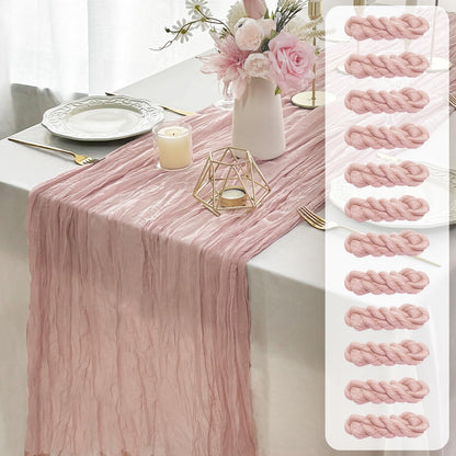 FEXIA Beige Cheesecloth Table Runner 35x120 Inches Ivory Gauze Rustic Boho Spring Easter Table Runner for Engagement Party Decorations Bridal Shower Wedding Party First Communion Centerpiece