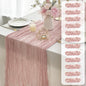 FEXIA Beige Cheesecloth Table Runner 35x120 Inches Ivory Gauze Rustic Boho Spring Easter Table Runner for Engagement Party Decorations Bridal Shower Wedding Party First Communion Centerpiece