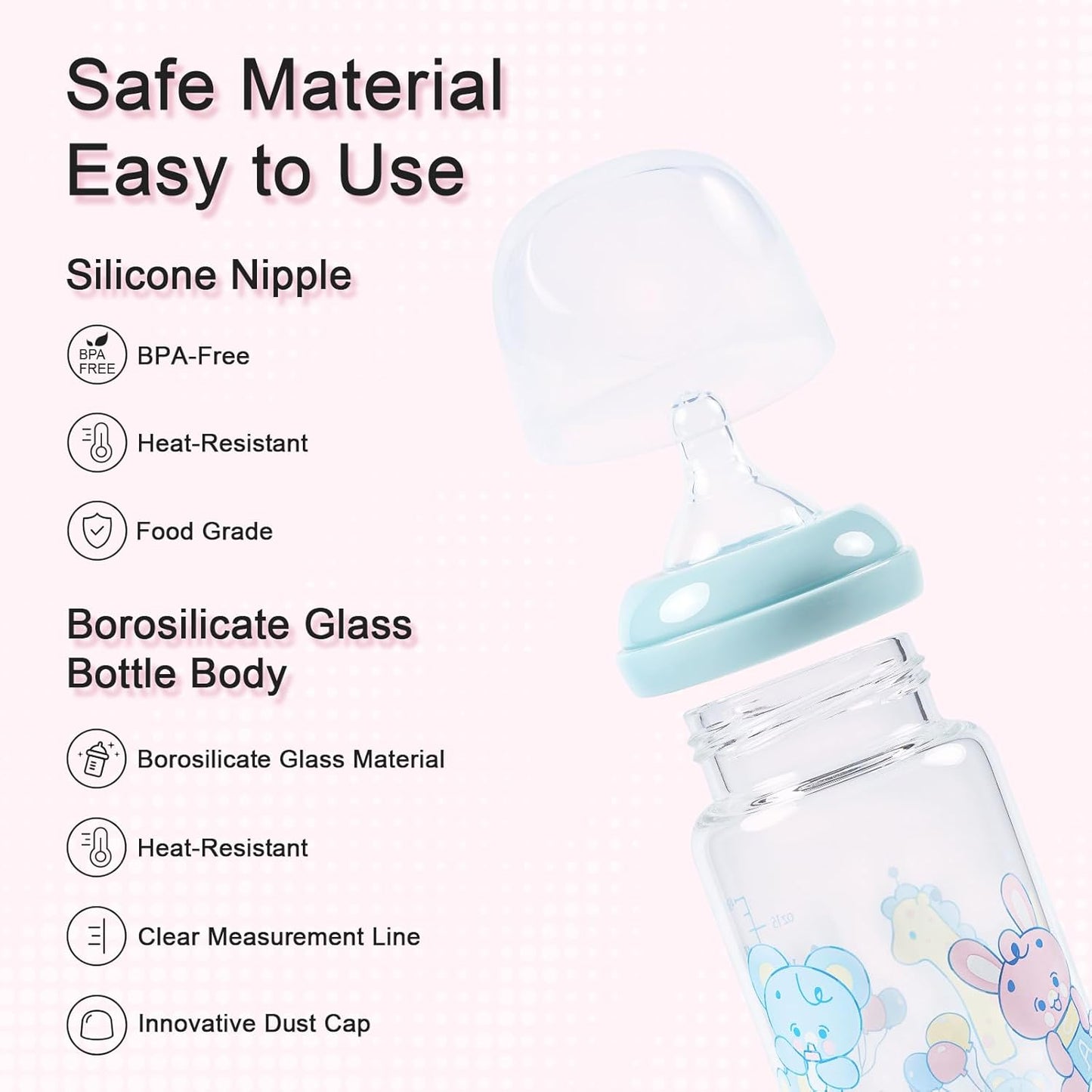 LittleForBig Adult Glass Feeding Bottle Ultra Printed Specialty Oversized Baby Parade Pattern