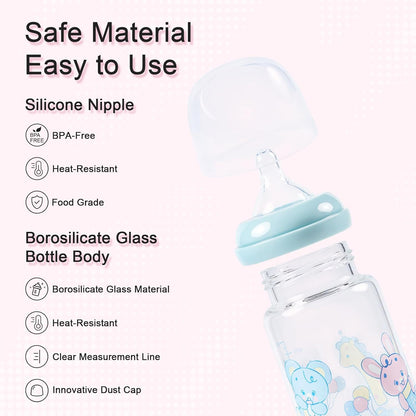 LittleForBig Adult Glass Feeding Bottle Ultra Printed Specialty Oversized Baby Parade Pattern