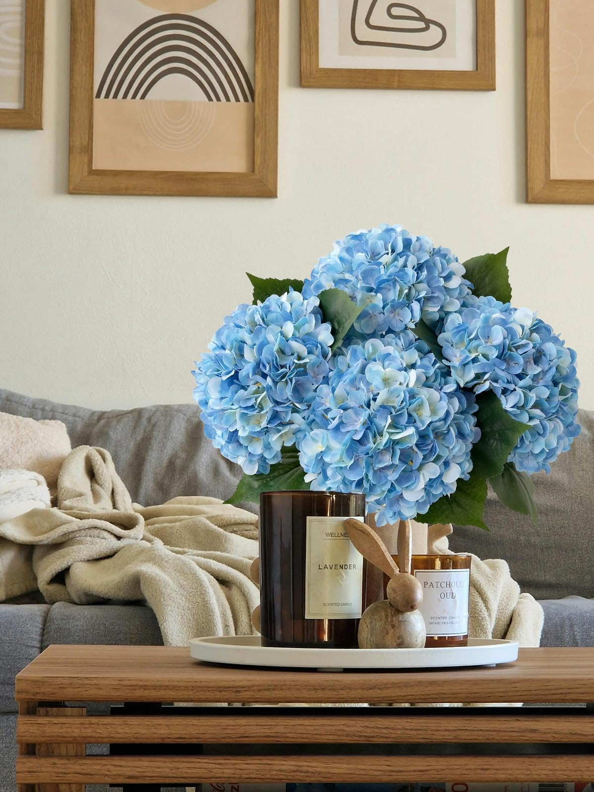 4 Pcs Pink Hydrangeas Artificial Flowers, 20 inches Large Lifelike Fake Silk Flowers, Faux Hydrangeas Flowers for Wedding Home Party Decor Baby Shower Table Centerpiece