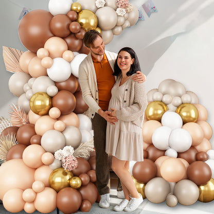 Ivory White Balloon Arch Kit,Boho Balloon Garland with Pastel Orange Cream Beige Champagne Gold White Sand Balloons for Neutral Baby Shower Wedding Boho Bridal Party Decorations