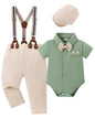 YALLET Baby Boy Clothes Suit Newborn Infant Gentleman Outfits, Formal Dress Shirt+Bowtie+Suspender Shorts Wedding Party Set