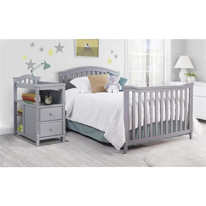 SORELLE FURNITURE Berkley Crib and Changer with Slat Panel Back Classic -in- Convertible Diaper Changing Table Non-Toxic Finish Wooden Baby Bed Toddler Childs Daybed Full-Size Nursery - White
