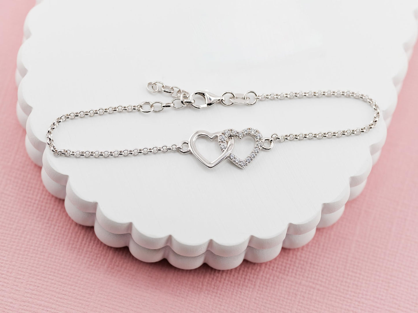 Cherished Moments Sterling Silver Mom and Me Double Heart Bracelet Sold as a Set or individually