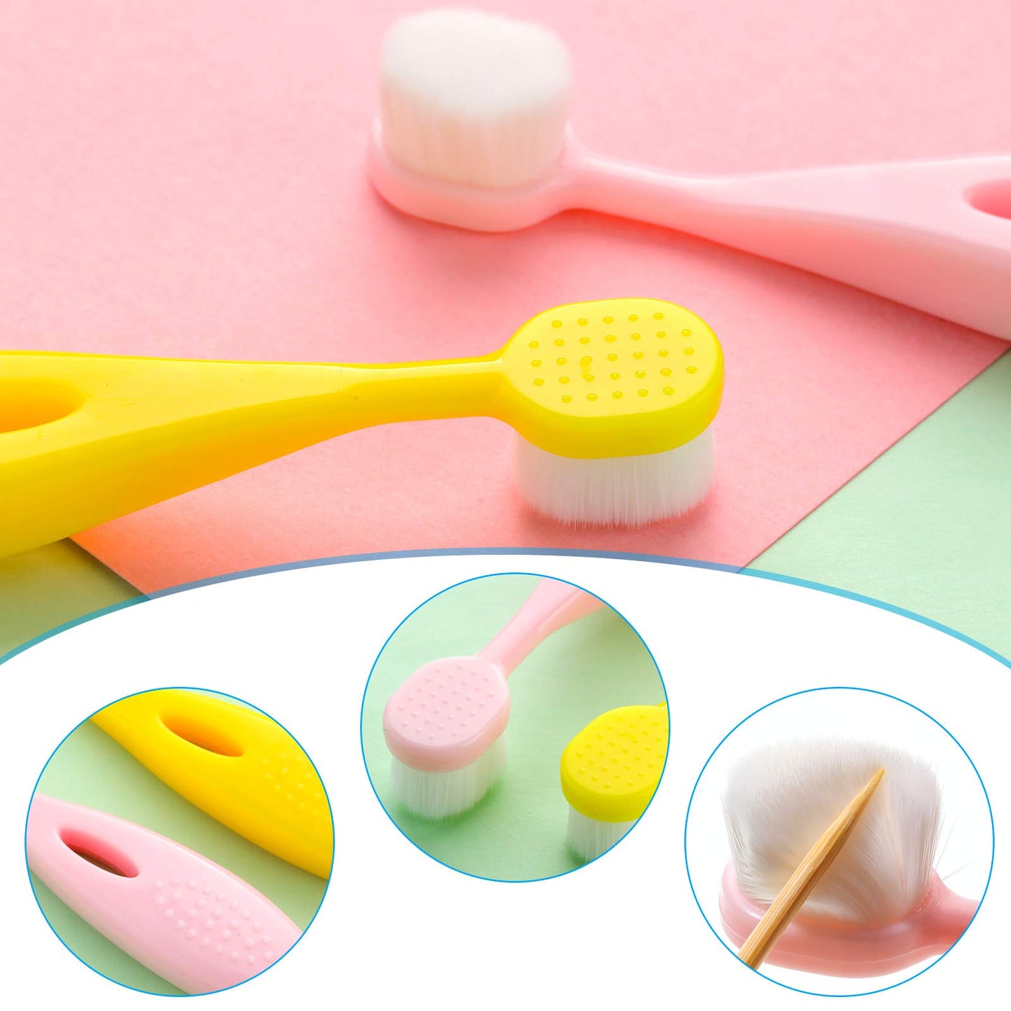 6 Pieces Kids Extra Soft Nano Toothbrush Children Bristles Children Micro Nano Manual Toothbrush Set with 20000 Bristles for Age 3and Above Boys Girls Gum Protecting Cleaning(Cute Style)