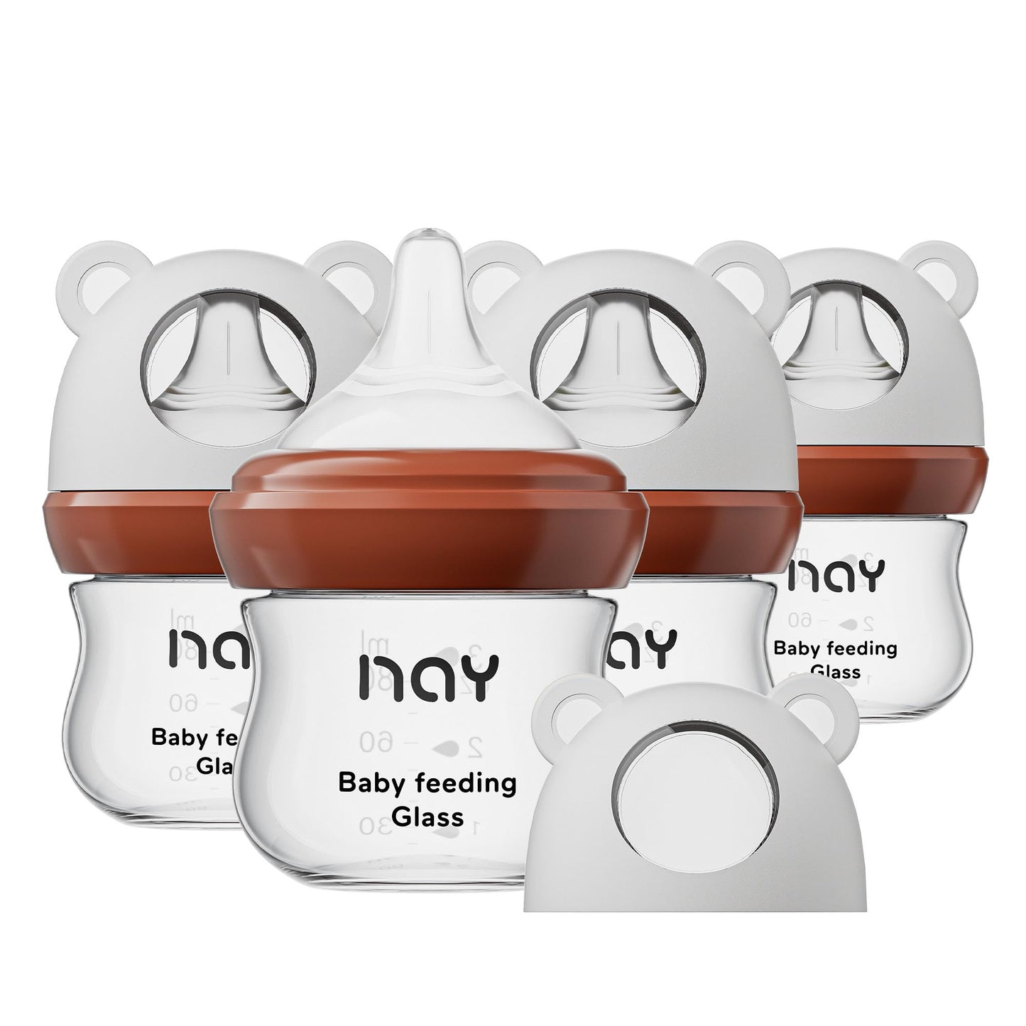 Natural Glass Baby Bottle for Breastfeeding Babies, 5.4oz Anti-Colic Baby Bottle with Natural Response Nipple(S), Clear, Wide Neck, 2 Pack, 1 Months+