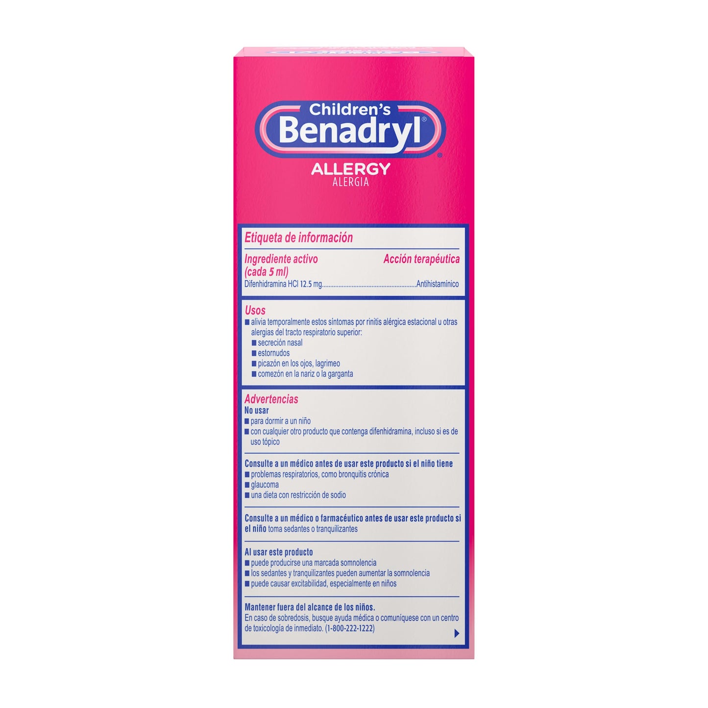 Benadryl Children's Dye-Free Allergy Relief Liquid + 12.5 mg Diphenhydramine HCl, Antihistamine Allergy Medicine for Kids Helps Relieve Runny Nose & Sneezing, Bubble Gum Flavor, 8 fl. oz