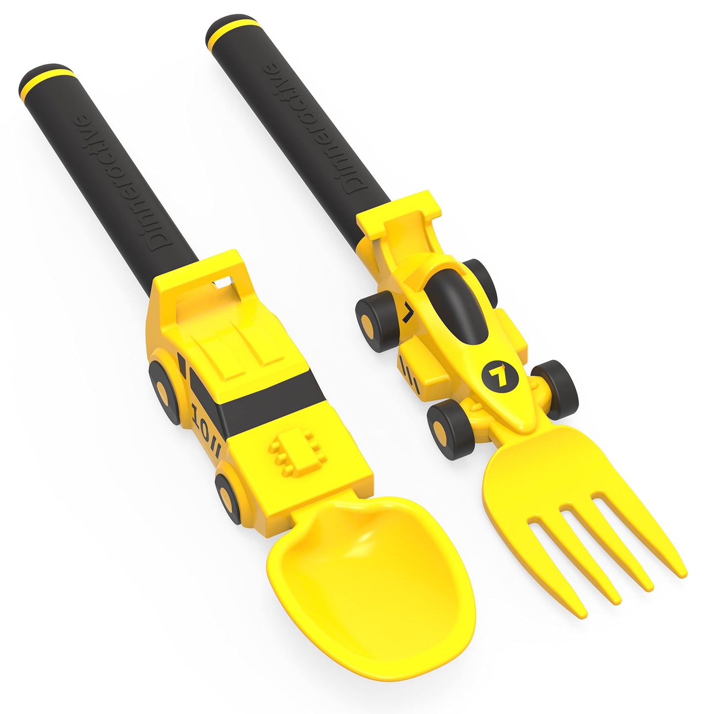 Dinneractive Utensil Set for Kids – Red Race Car Themed Fork and Spoon for Toddlers and Young Children – 2-Piece Set