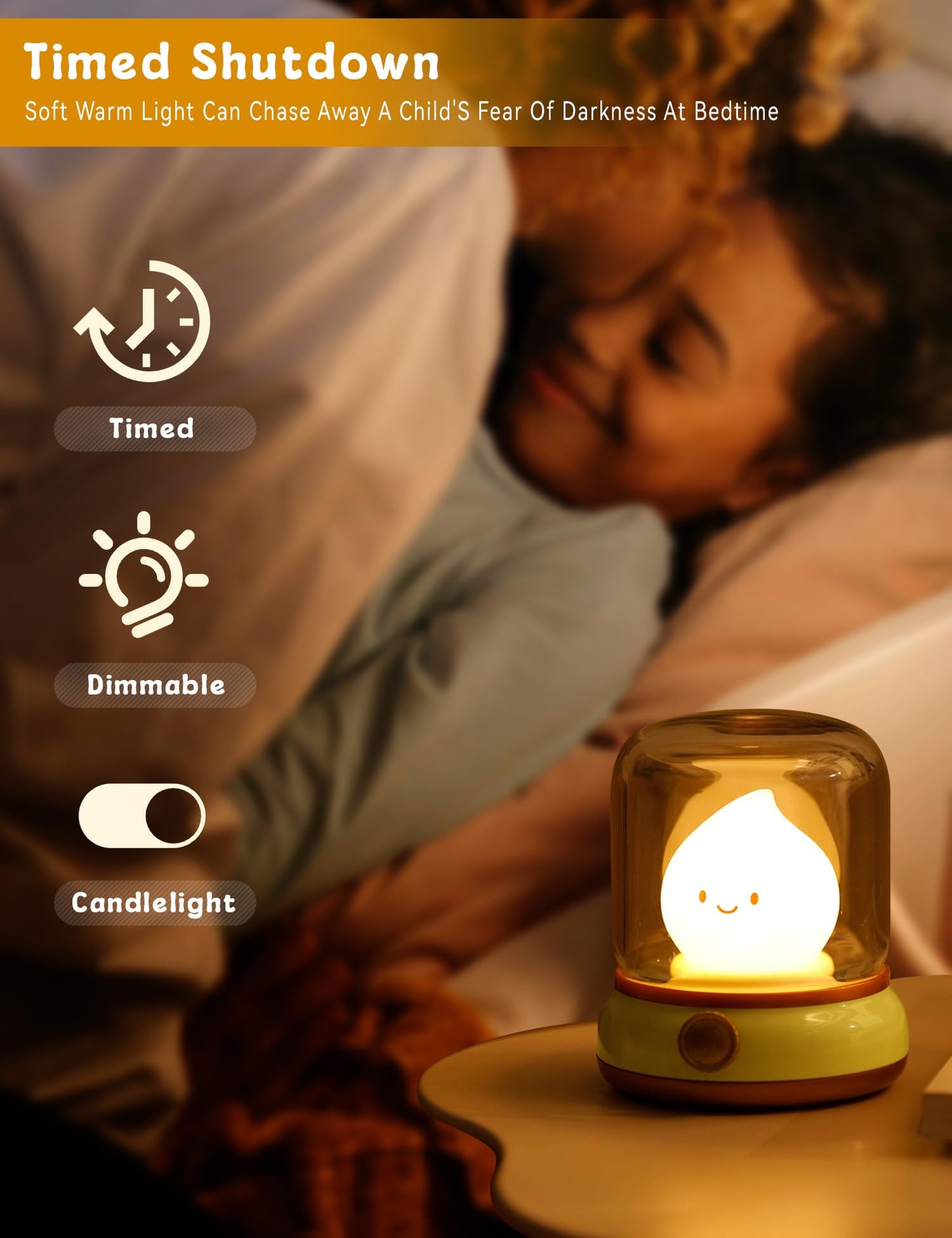 Cute Chibi Flame Lamp, Anime Cozy Lights, Retro Rechargeable Night Light, Decor, Cute Desk Accessories, Gifts
