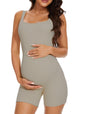 Maternity Workout Romper Pregnancy Yoga Ribbed One Piece Seamless Tank Top Jumpsuit