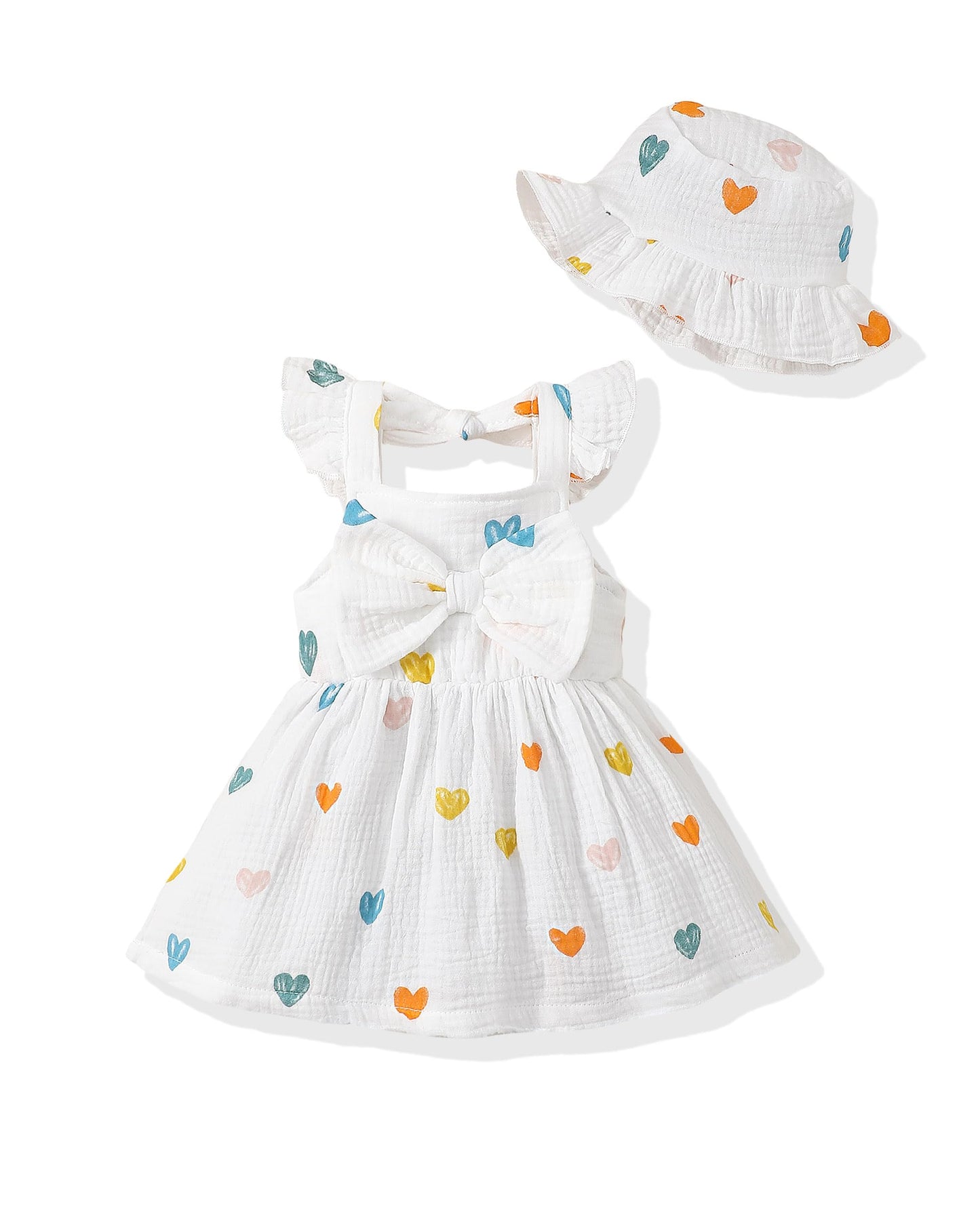 Renotemy Infant Baby Girl Dresses Toddler Girl Clothes Summer Cotton Linen Boho Smocked Sundress Gift for Girls with Hat