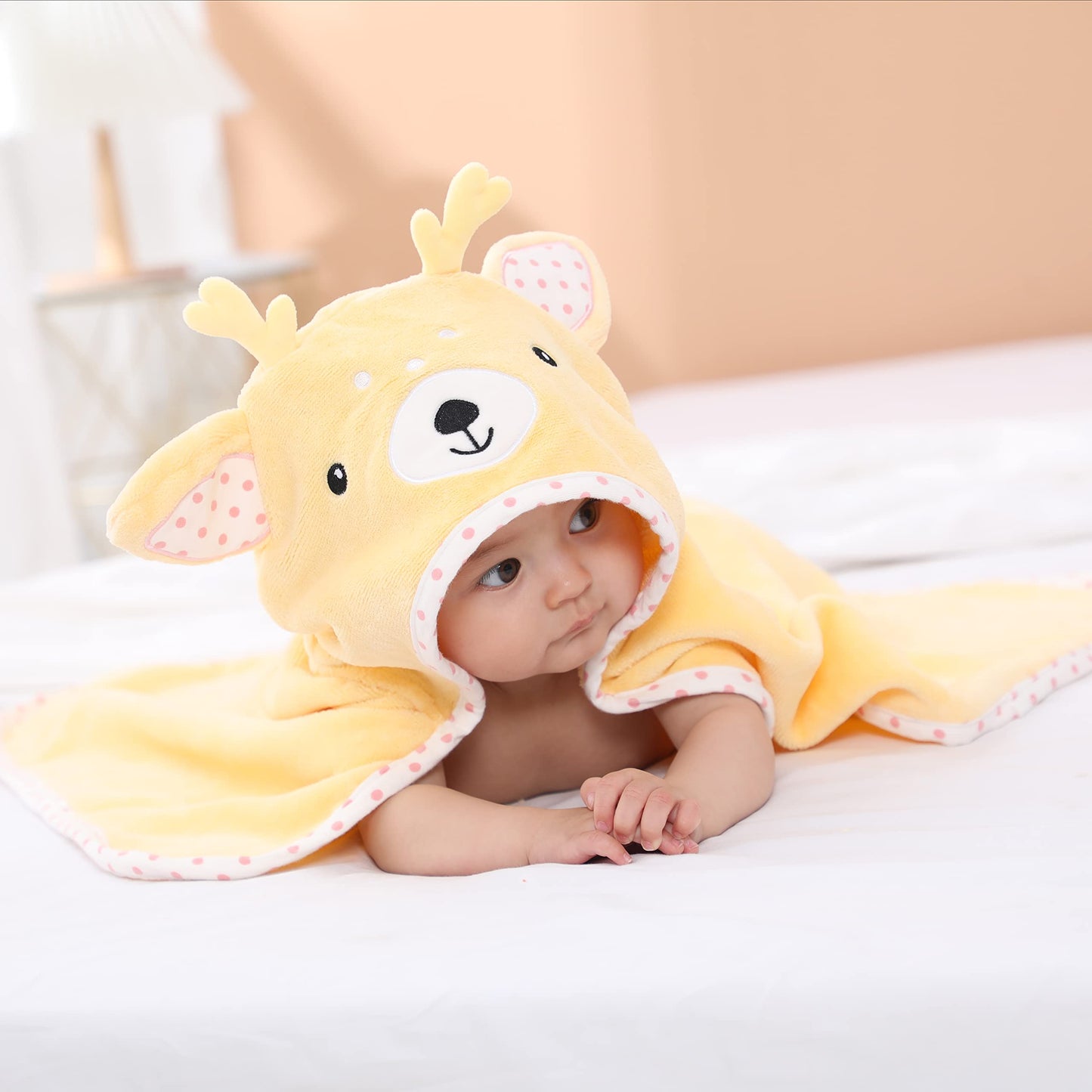 Baby Hooded Towel with Unique Animal Design Ultra Soft Thick Cotton Bath Towel for Newborn (Bunny)