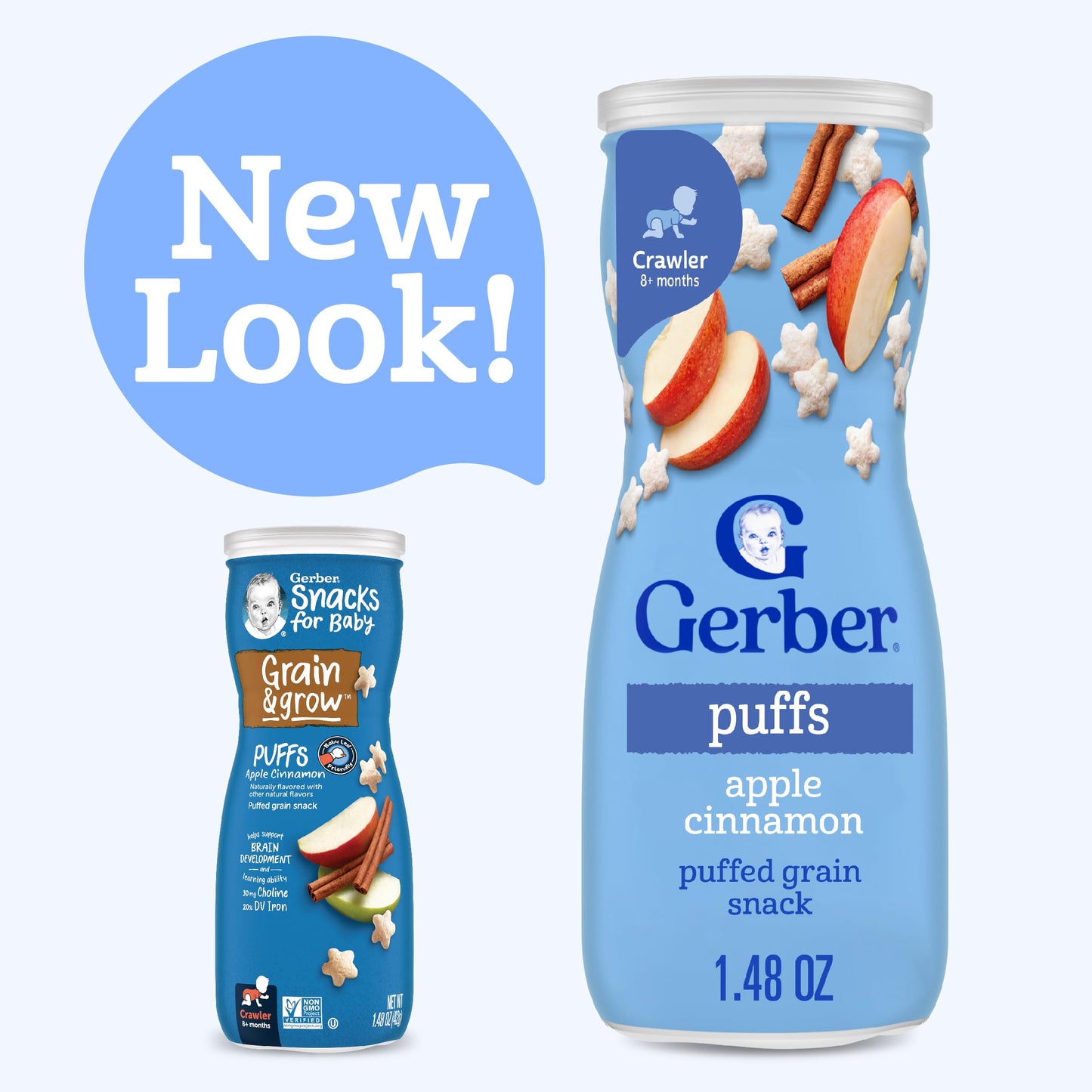 Gerber Baby Snacks Puffs Variety Pack, Banana & Strawberry Apple, 1.48 Ounce - 2 count of four packs, Package may vary, 1.48 Ounce (Pack of 8)