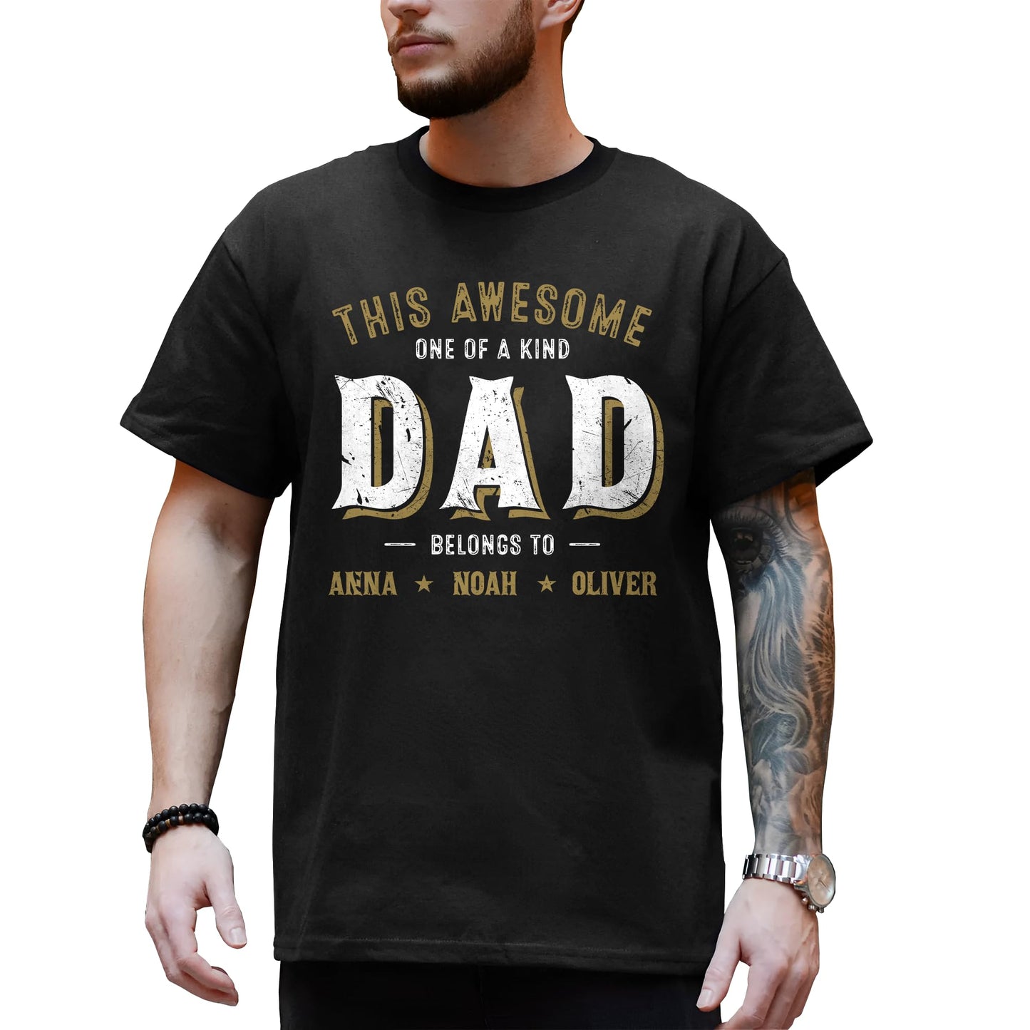 FLOCHIL Personalized Dad Shirt for Men, Custom Dad Shirt with Kids Names, Customized Fathers Day T Shirt, Gifts for Dad