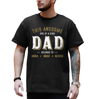 FLOCHIL Personalized Dad Shirt for Men, Custom Dad Shirt with Kids Names, Customized Fathers Day T Shirt, Gifts for Dad