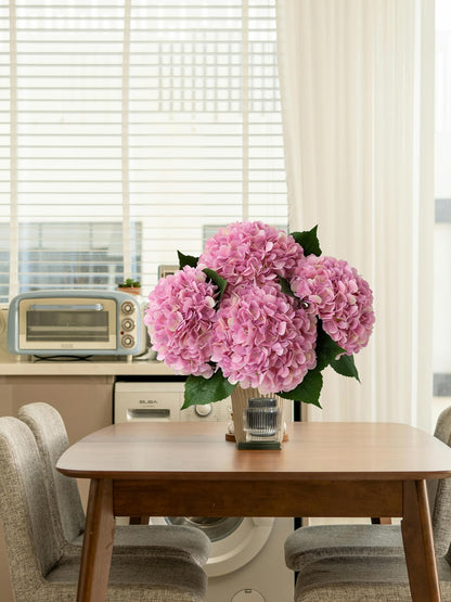 4 Pcs Pink Hydrangeas Artificial Flowers, 20 inches Large Lifelike Fake Silk Flowers, Faux Hydrangeas Flowers for Wedding Home Party Decor Baby Shower Table Centerpiece